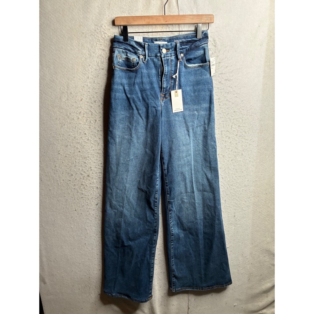 NWT Good American Good Waist Palazzo Jeans High Rise Wide Leg GWAPAF478 Sz 6